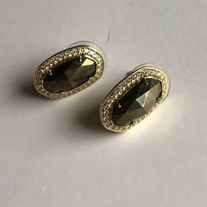 Kendra Scott Earrings. Dark olive green and gold.
